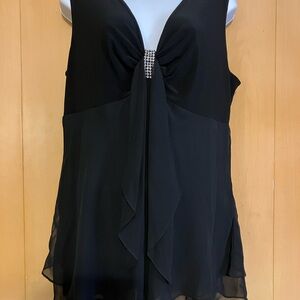 R&M Richards Black Sleeveless Blouse with Embellishment